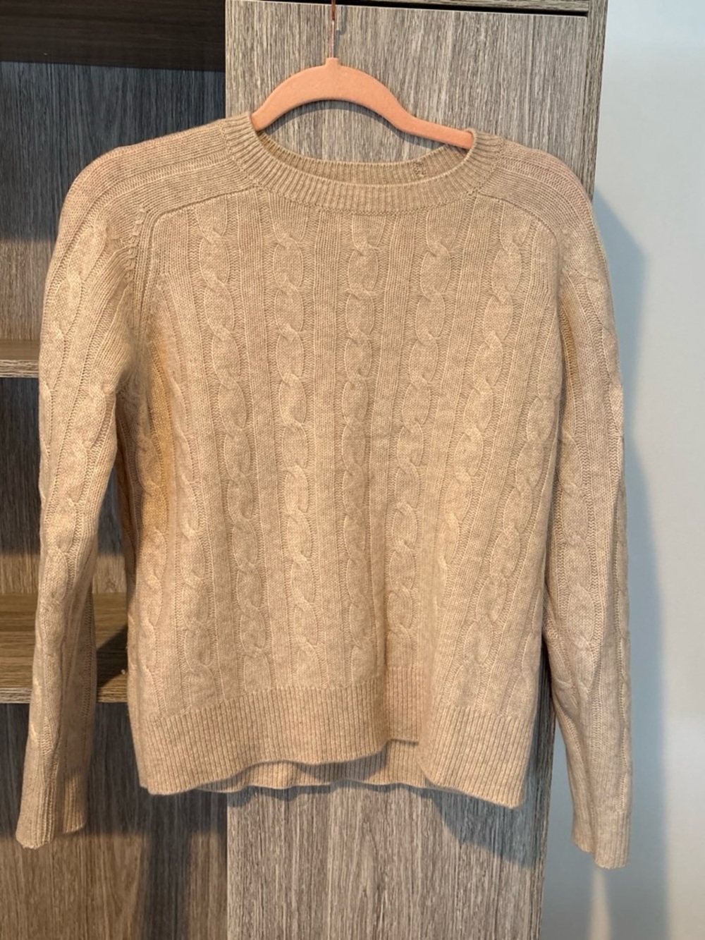 A228 - 1901 Nordstrom Oatmeal 100% Cashmere Cable Knit Sweater S